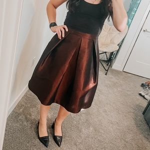 Red Iridescent Midi Circle Skirt